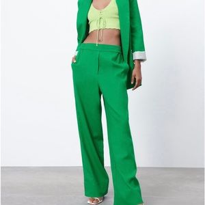 Zara 100% Linen Wide Leg Pants /Trousers